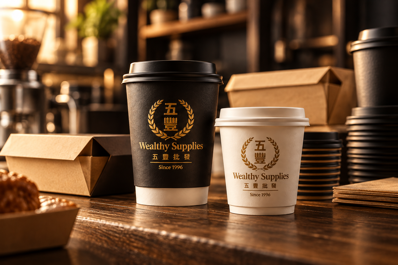 Custom takeaway cups and kraft food packaging