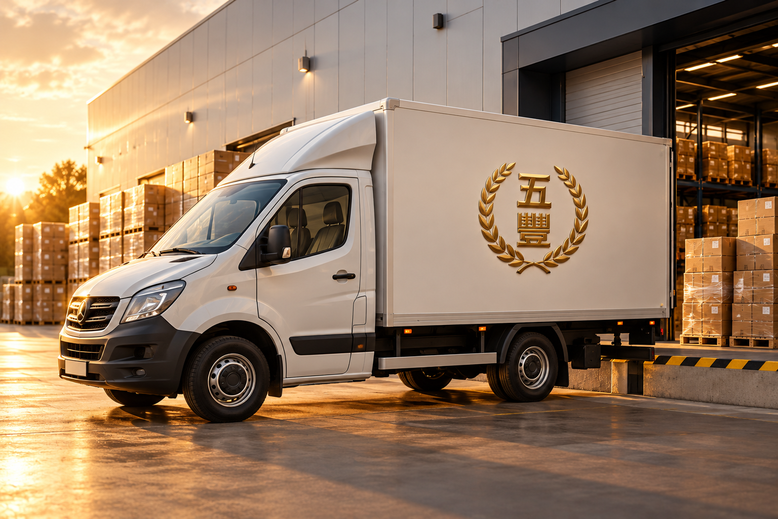 Delivery van at a warehouse loading dock